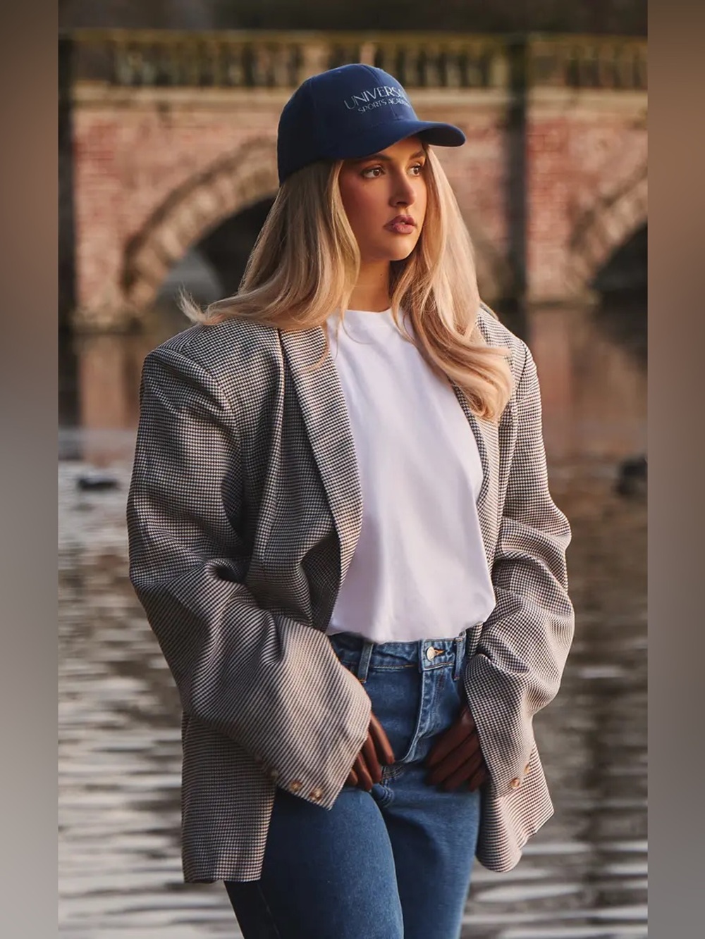 PLT Houndstooth Padded Oversized Blazer